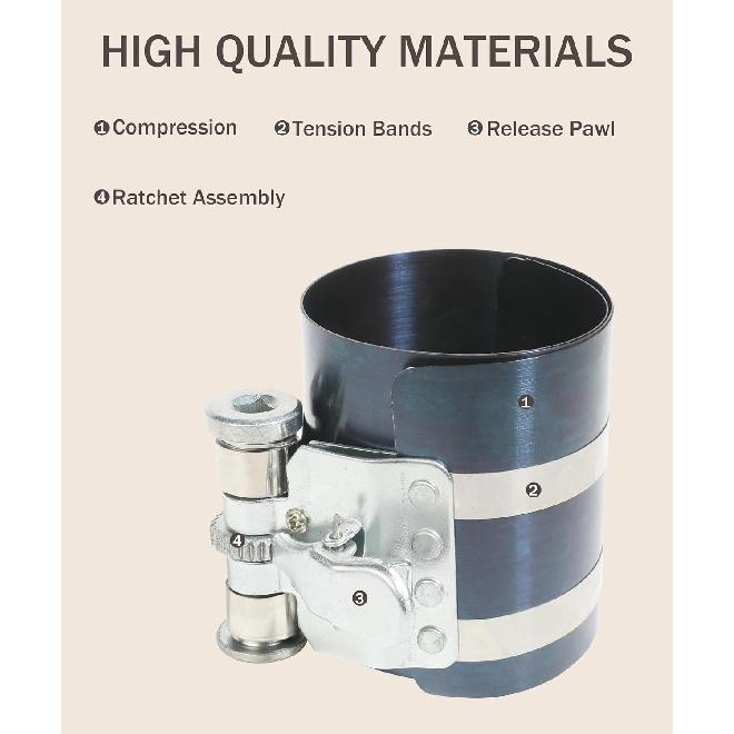 Piston Ring Compressor Tool,Car Accessories Car Engine Piston Ring Taller Removal Kit,Adjustable Sizes From 2-1/8" To 7",Compressor Tool And Piston