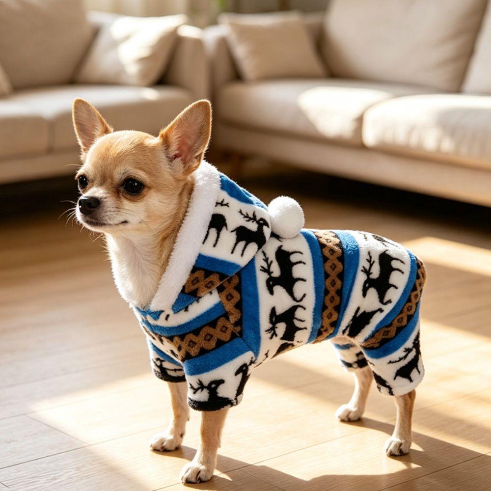 Windproof Dog Winter Coat Warm Thickened Pet Four-Legged Jumpsuit Dog Hoodie Costume Small Dogs