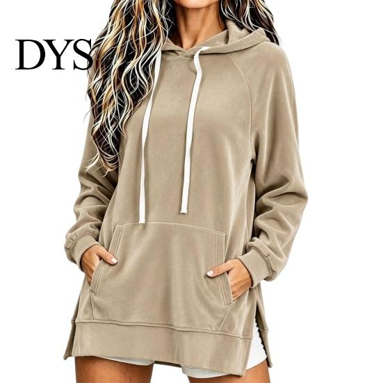 Autumn Winter Outfit Women Velvet Hoodie with Kangaroo Pocket, Long Sleeve Pullover Hooded Sweatshirt Sweatshirt, Loose Casual Drawstring Top for Fall