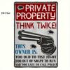 Vintage Private Property Plaque Think Thrice 2D Flat Wall Art Living Room Bedroom Front Door Decor 15x20cm