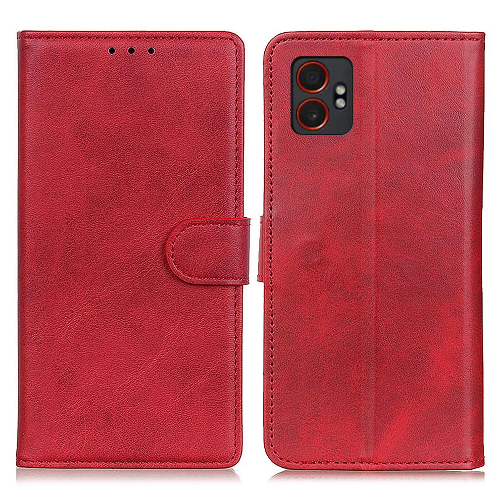 

For Samsung Galaxy XCover7 Pro Case Cowhide Texture Leather Wallet Stand Phone Cover Red