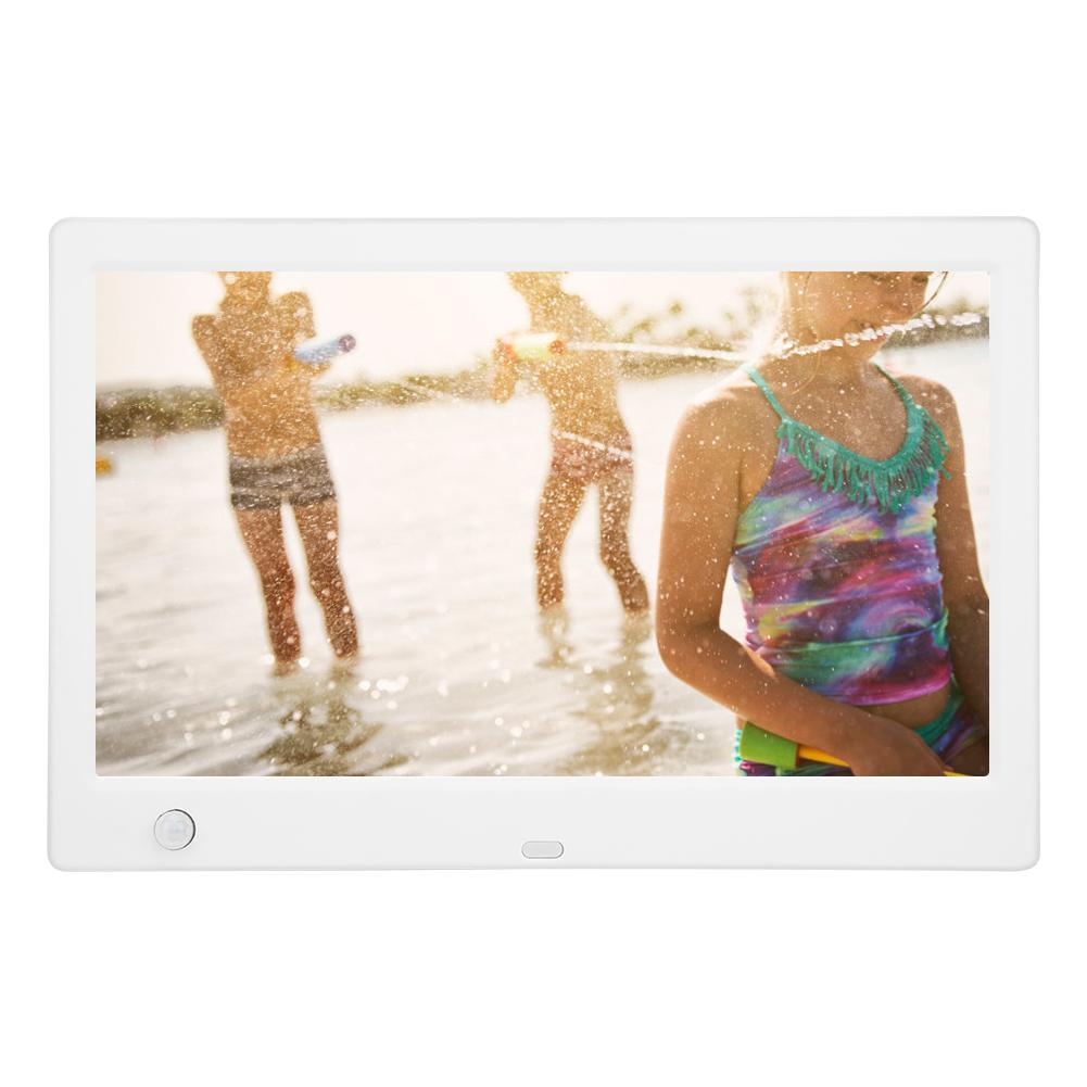 

10-дюймовый 1024*600 HD Индукционная цифровая фоторамка с экраном для человеческого тела, несколько языков EU Plug белый