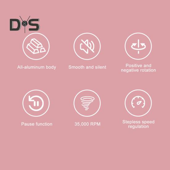 Polizor electric de unghii cu 6 atașamente Instrument de manichiură USB pentru unghii și unghii de la picioare Mașină de unghii de mare viteză 35000RPM pentru uz casnic și în salon