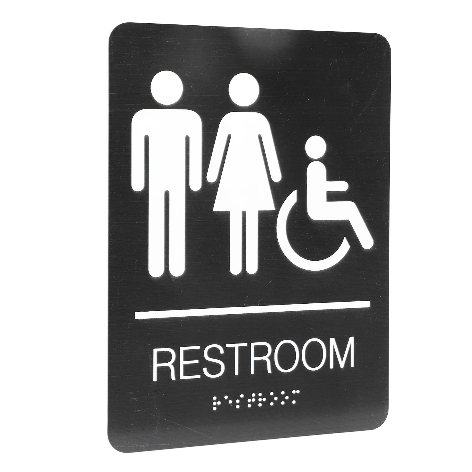 

Bathroom Sign Self Adhesive Stylish Stainless Steel Raised Text Braille Handicap Bathroom Sign