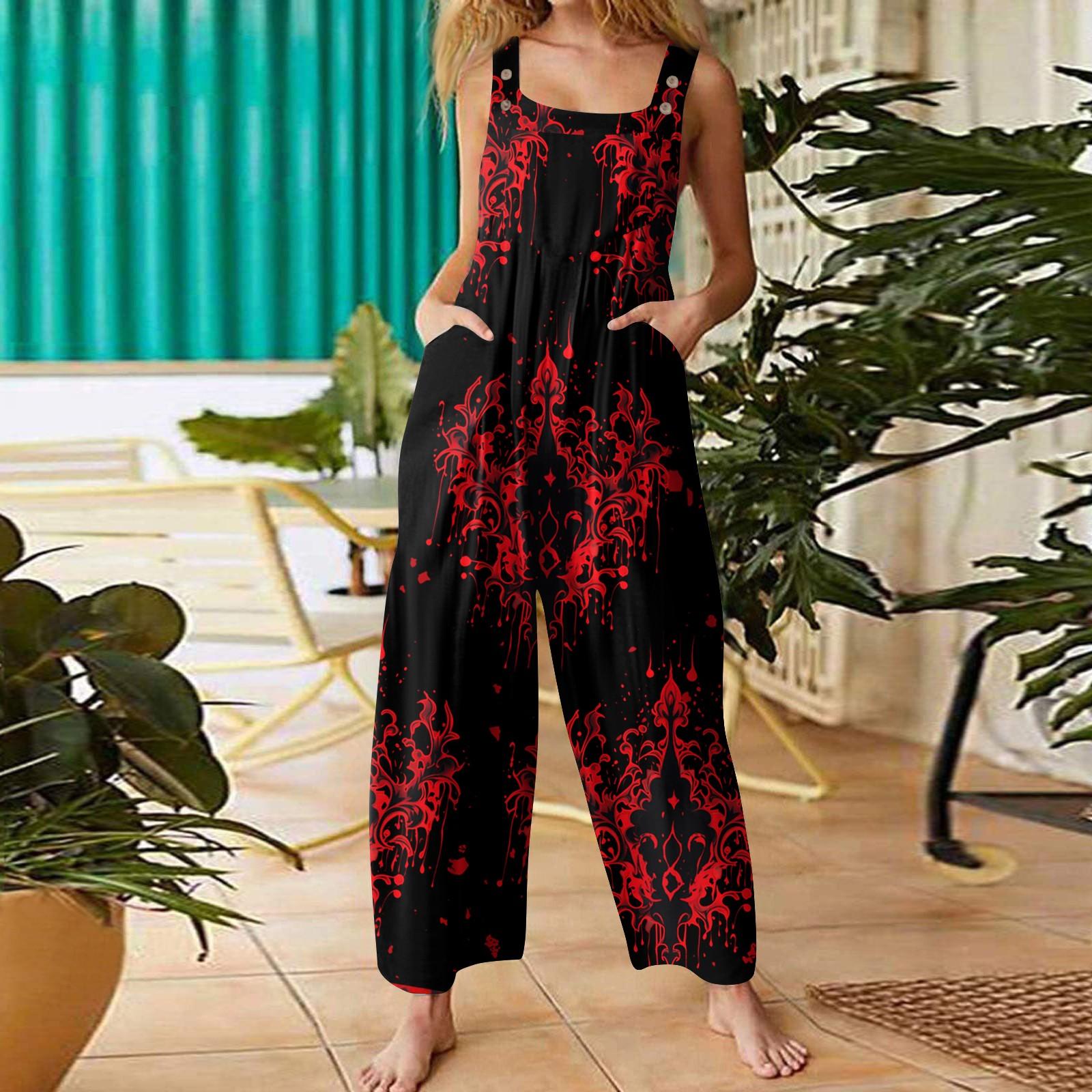 

Женская мода ул.. Повседневный свободный ретро-комбинезон с подтяжками и принтом ко Дню Святого Патрика M