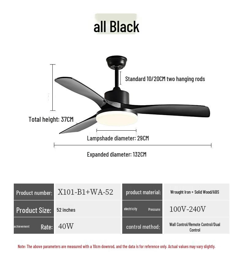 Nordic Retro Solid Wood Ceiling Fan with Light