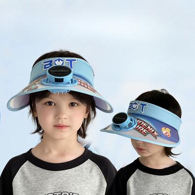 Solarventilatorhut Kinder Sonnenschutzhut Junge Sommer UV Himmel Zylinder Sonnenhut