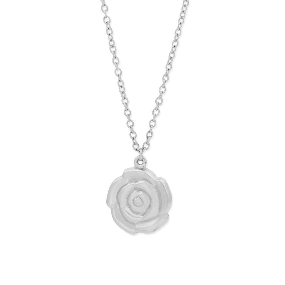 Japanese Retro Floral Pendant Necklace in Titanium Steel