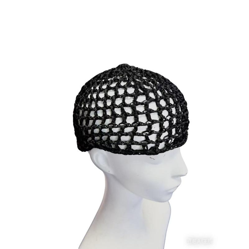 Mesh Crochet Hair Net Knitted Scarf Cap, Thickened Cropped Hair Net For Women, Scarf Cover For Sleeping, Black Hair Net, Protective Cap