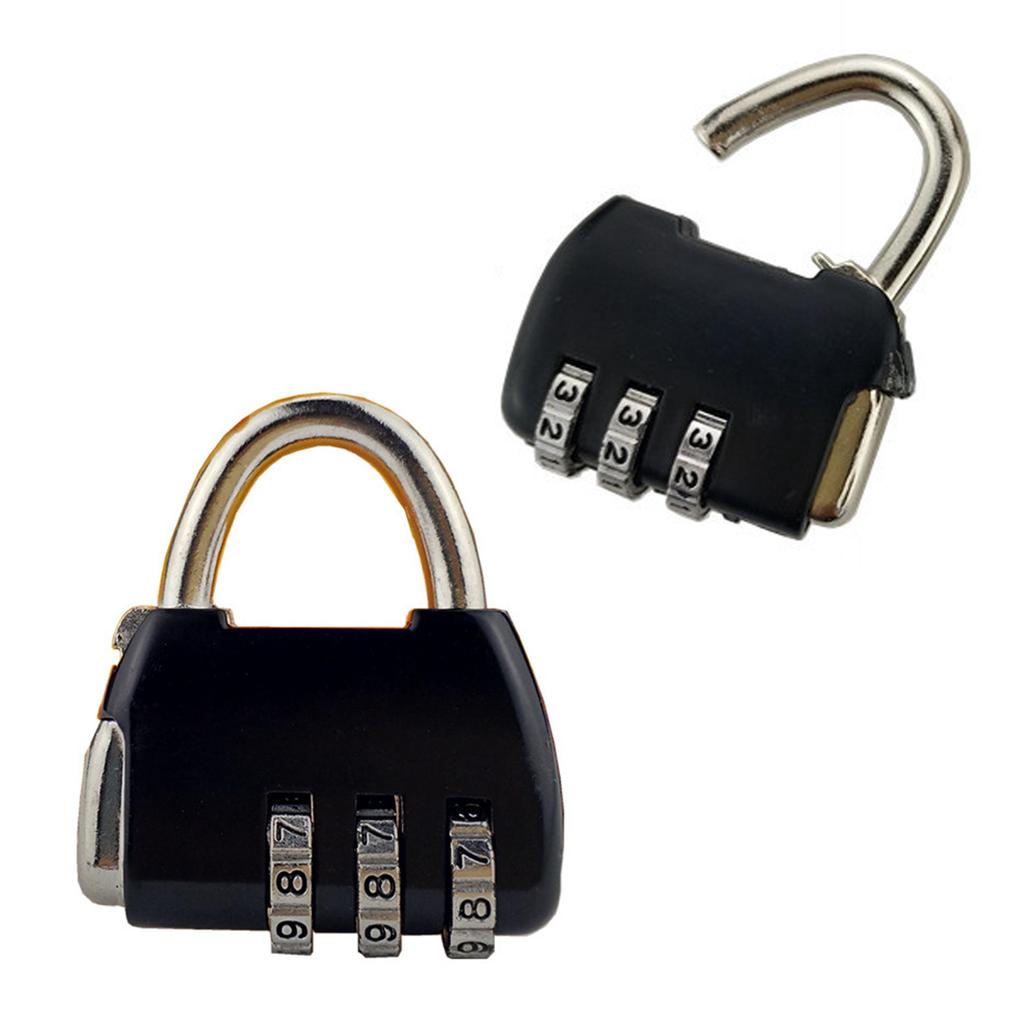 Padlock 3 Digit Combination Lock Security Heavy Duty Zinc Alloy Luggage Locks for SuitcaseBlack