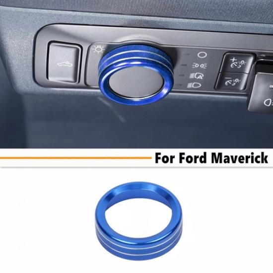 For Ford Maverick -2025 Blue Interior Car Headlight Switch Cover Trim Ring