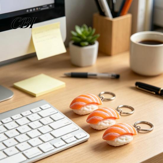 Sushi Toy with Key Ring 3D Printed Clicker Fidget Toy, Japanese Shape Finger Keychain Keychain, Portable Stress Relief Push