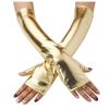 Fake Leather Metallic Gloves Gold Silver Long Gloves Sexy Leather Gloves  Evening Party