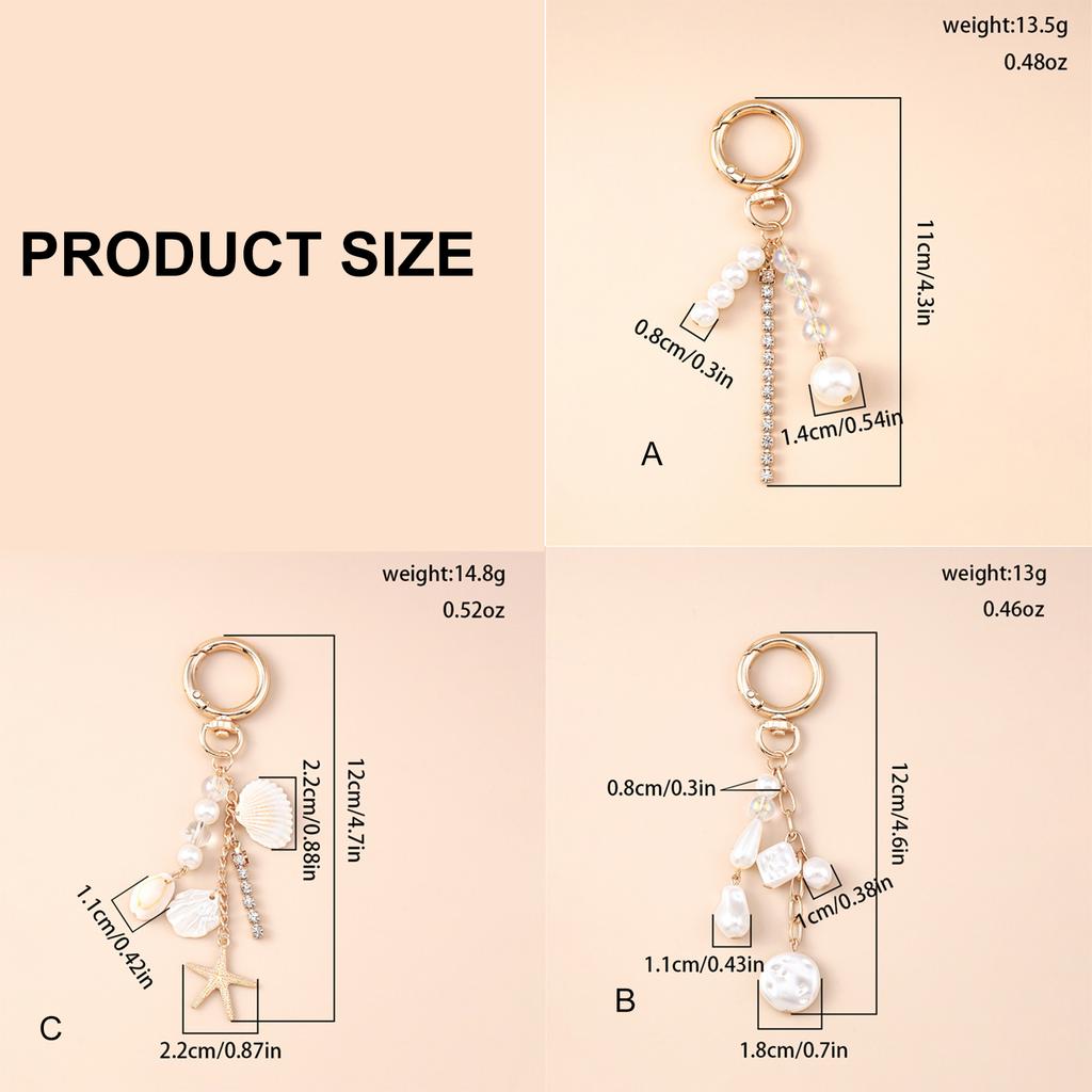 Elegant Seashell Pearl Keychain For Women Stylish Beach Key Chain Accessory With Starfish Seahorse Charm for Women