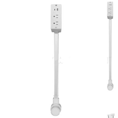 Dreht sich um 180° Steckdosen-Verlängerungskabel Verstellbare Länge Weiß Flacher Stecker Steckdosenleiste Bohrloser Stromerweiterer für Nachttisch