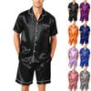 Men's Short Sleeve Pajama Set Button Down Shirt and Shorts Soft Lightweight Sleepwear Set Available In Sizes S To XXXXL