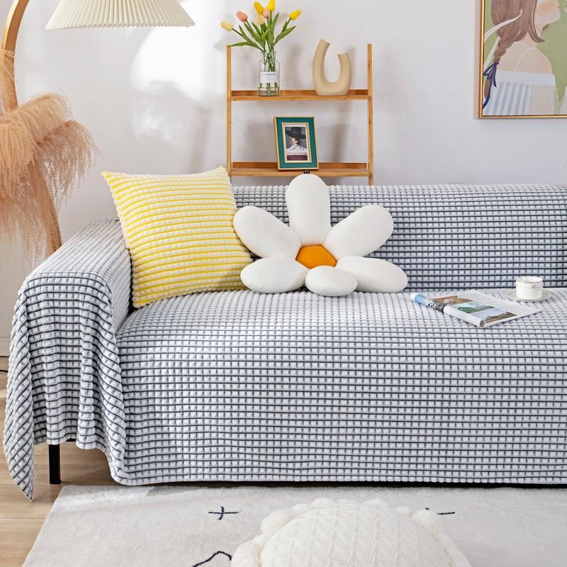 Double-Sided Retro Sofa Cover Nordic Sofa Cover Cotton Blanket Full Covered Non-Slip Sofa Cover Protective Cover