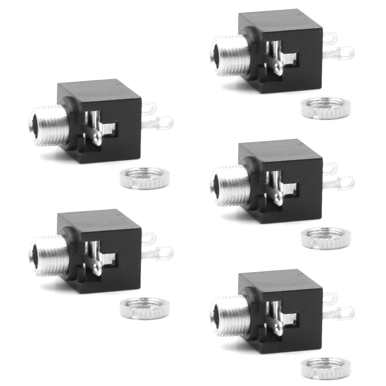 KKLM Audio Jack Circuit Mount Mono Audio Jack Connector Socket 3 Terminals 3.5mm Female standard size