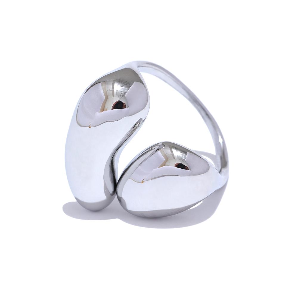 Yhpup Fashion Stainless Steel Metal Casting Minimalist Ring Water Resistant Stylish Chic Finger Jewelry Bijoux Femme Gift