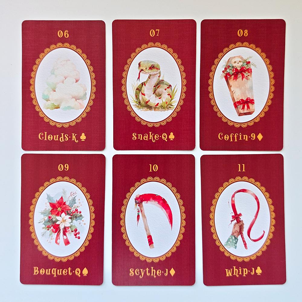 9*6cm Christmas Carol Lenormand Deck 42 Pcs Cute Christmas-themed Lenormand Cards Printed On 350GSM Double-embossed Cardstock