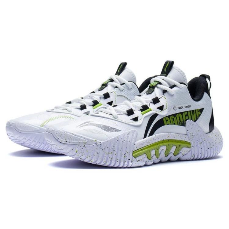 New LINING Badfive 2.5 Basketball Shoes Men Low Top White/Black/Green ABFS001-4