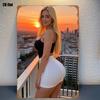 MUSCAN City Skyline Metal Sign Xin Sunset Silhouette Wall Art for Farmhouse Kitchen Decor Holiday Party Home Room Decoration