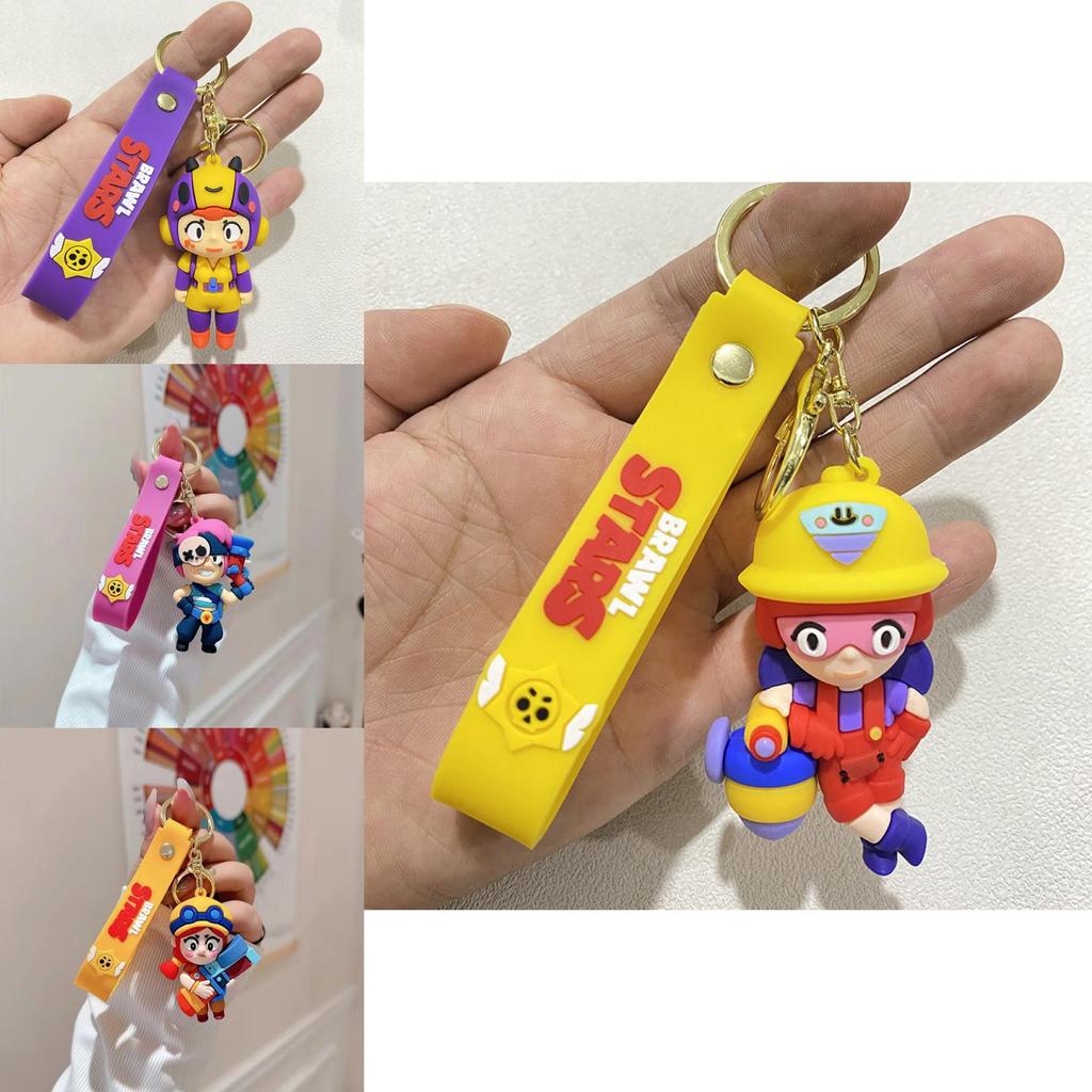 Roztomilá kreslená silikonová klíčenka na klíče od auta Brawl Stars Nita Jessie Bea Spikey Paddy