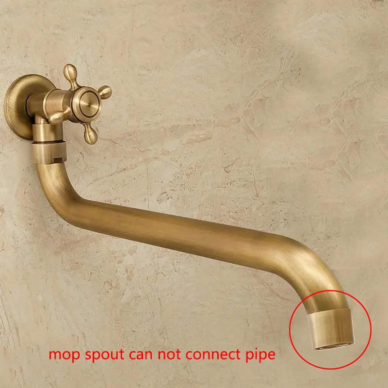 Single Cold  Longer Faucet Spout 360 Swivel Faucet Outdoor Mop Faucet Antique Brushed Solid Brass Washing Machine Tap Kmmoun