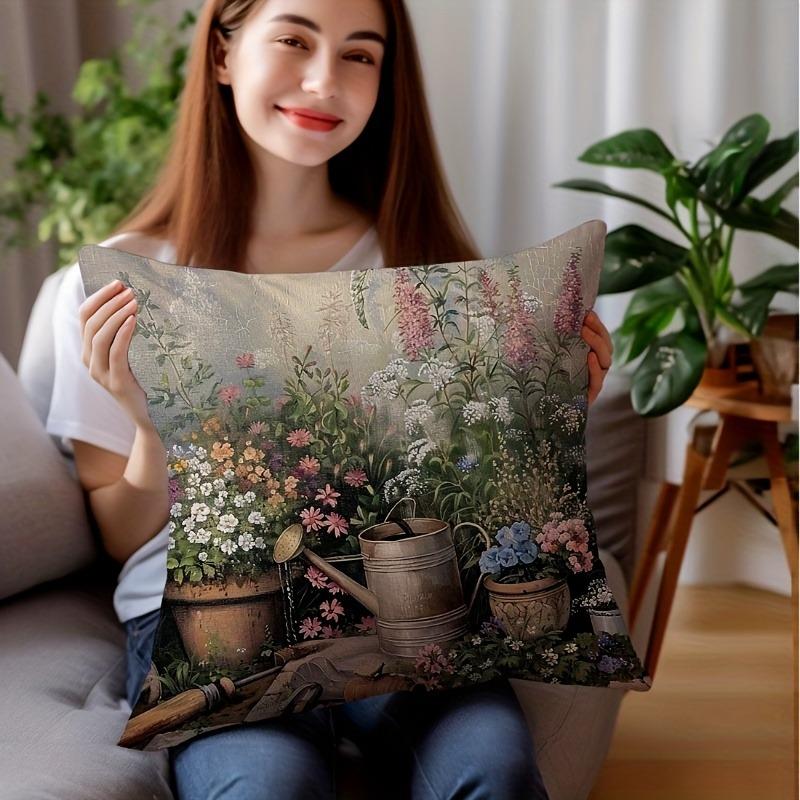 Pastoral Style Garden Oil Painting Pillowcasesuitable For Sofa Car Bedroom Decorative Cushion Cover Pillow Cover