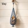 Kitchen Countertop Space Saver Handwoven Cotton Rope Storage Mesh Bag, Wall-Mounted Bohemian Style Organizer, Hand Woven Produce Basket Breathable
