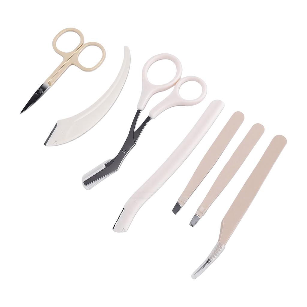 7pcs Eyebrow Trimming Kit Portable Fashionable Multifunctional Travel Eyebrow Kit with Dolphin Tweezers for Daily Use