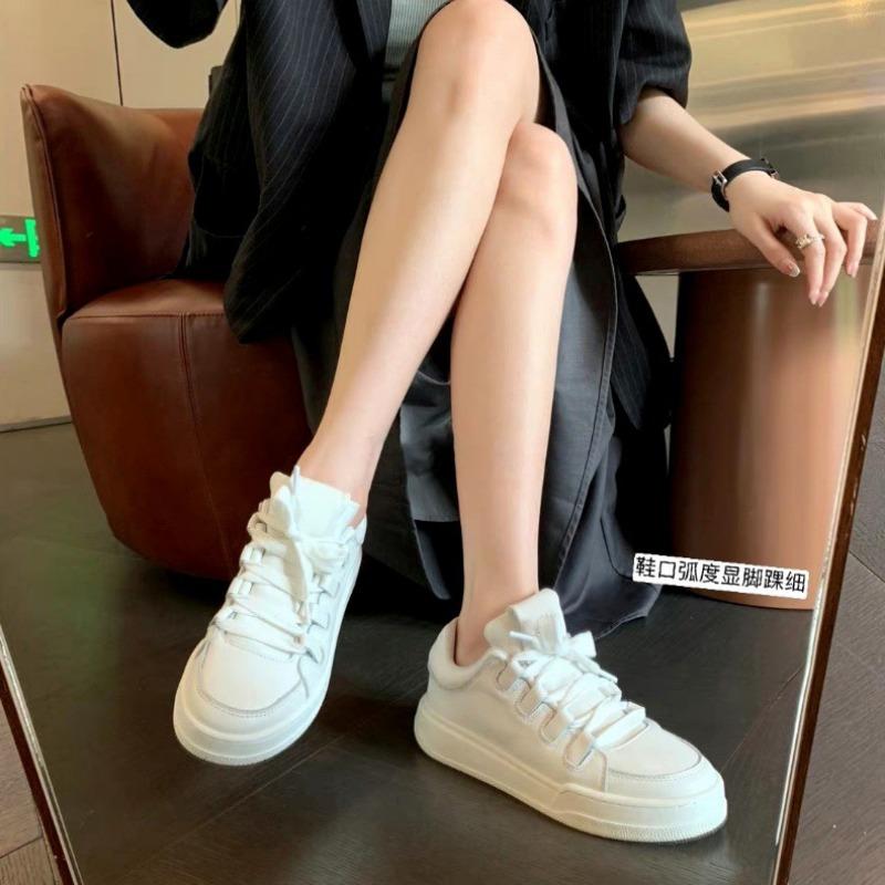 Cowhide version~ genuine leather thick-soled white shoes women's tide heightening board shoes casual sports shoes muffin shoes dad shoes