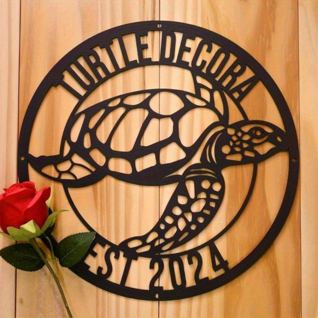 Custom Sea Turtle Metal Sign, Personalized Name Wall Art, Wedding Gift for Couple