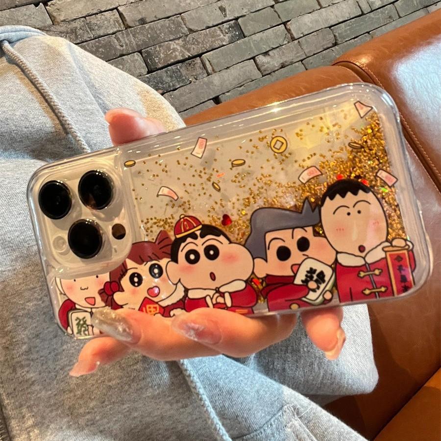 

New Year s Xiaoxin Gold Foil Quicksand Mobile Phone Case Applicable To Apple 16promax Transparent IPhone 15 Drop Protection Case Apple 16PLUS