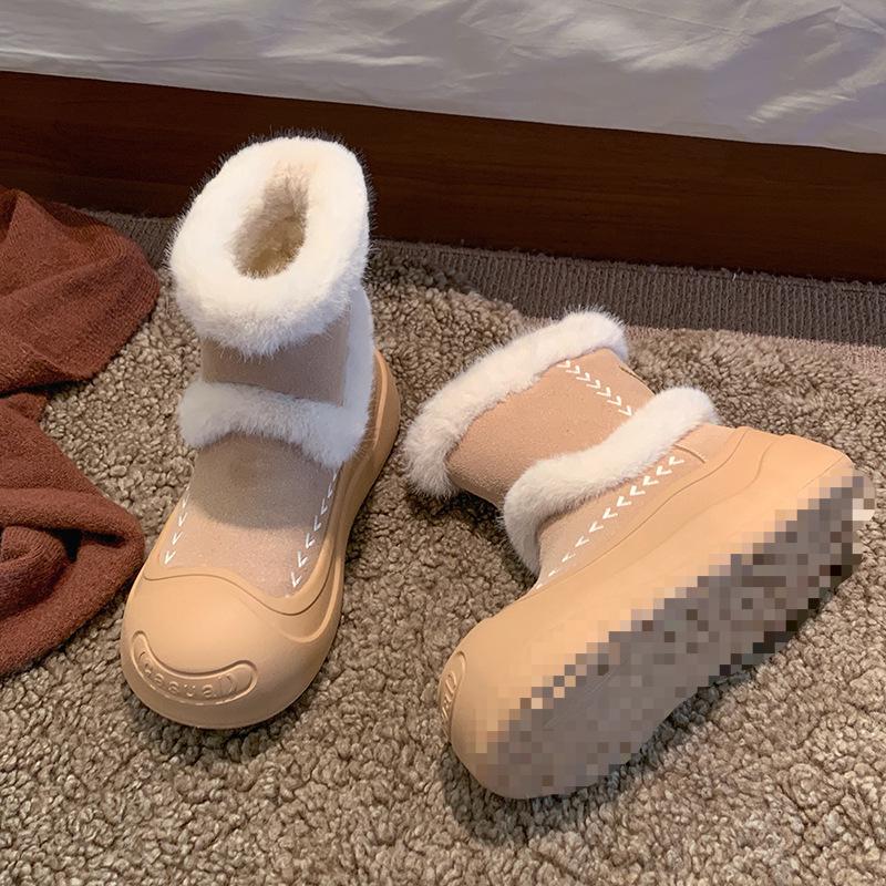 Women s 2025 Winter Fur-Lined Snow Boots - Warm Thick Sole Versatile Velvet Cotton Design 36 3650₽