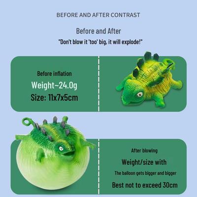 Inflatable Dinosaur Stress Relief Toy - TPR Blow-Up Animal Vent Ball