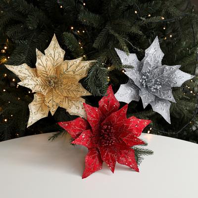 Fabric Artificial Flower Sequin Flower Christmas Flower Flower Arrangement Decoration Ornaments Christmas Wreath Rattan Decorations