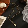 European and American Stainless Steel Titanium Steel Necklace 18K Gold Niche Design Temperament Versatile Geometric Pendant Collarbone Chain
