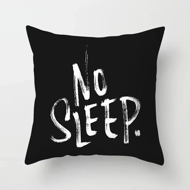 Black Throw Pillow Case Geometric Heart Letters Piano Fashion Girl Cushion Covers Home Sofa Chair Decorative Pillowcase 45X45Cm