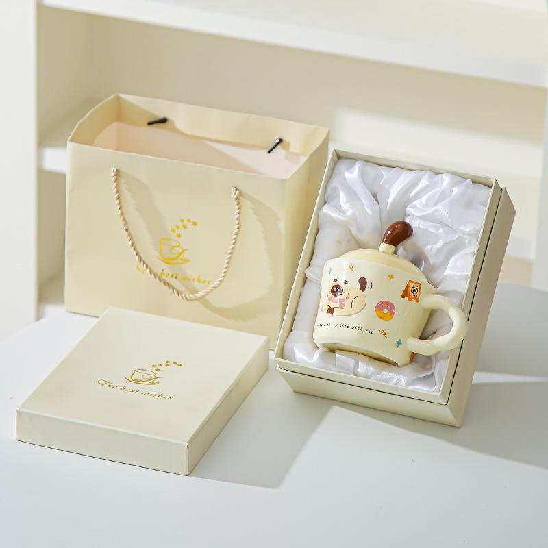 Fun Kitten Mug with Lid Office Cute Ins Ceramic Water Cup Personalized Creative Gift Cup