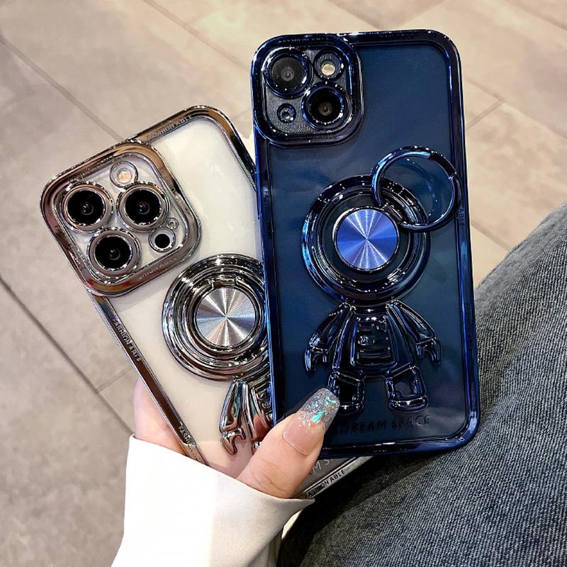 Electroplateastronaut Fold Stand Holder Case for Iphone 14 13 12 11 Pro Max Xs Xr X 14 7 8 Plus Luxury Soft Protective Shell