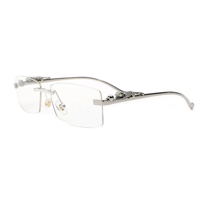 Fashionable Trendy Frameless Rectangular Personalized Sunglasses Metal Leopard Leg Men Women Sun Glasses New Lentes