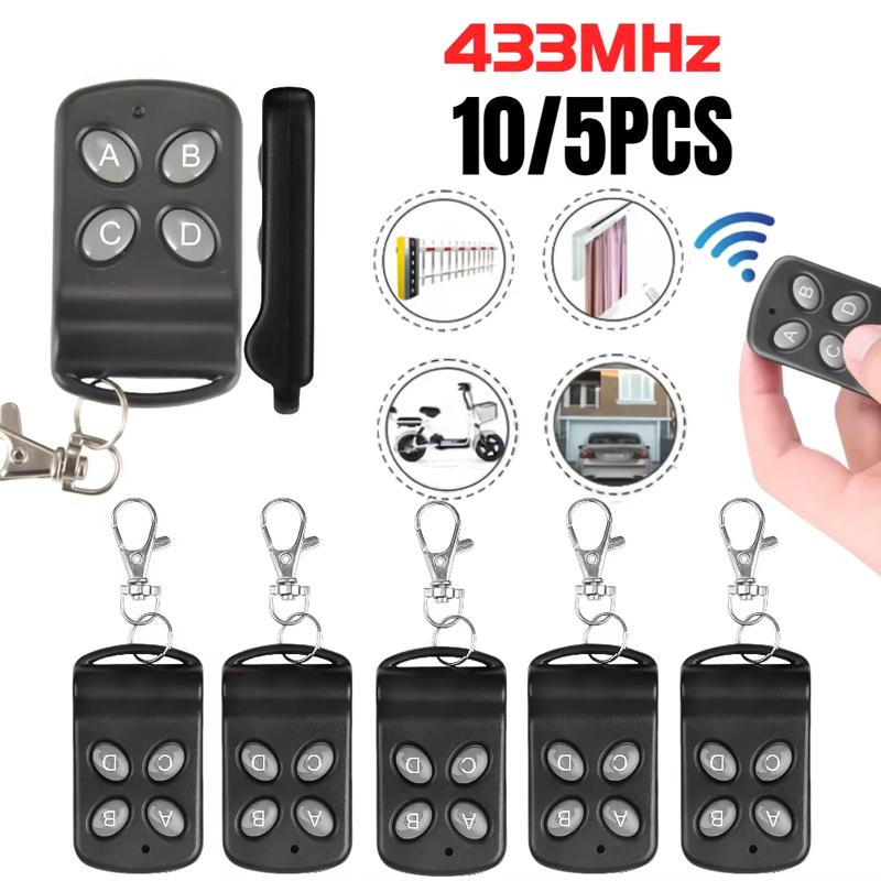 5/10Pcs 433Mhz RF Garage Door Remote Control Duplicator 4 Keys Fixed Code Grabber Clone Gate Key Fob Command Hand Transmitter