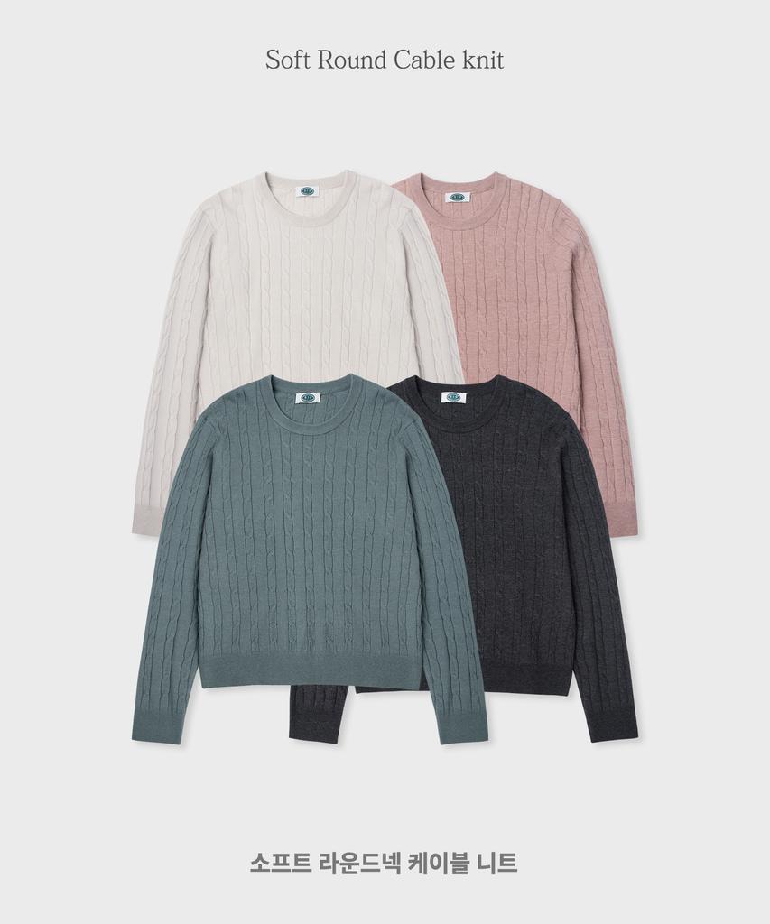 210EDIT Unisex Soft Round Neck Cable Knit [4 Color]_Zz5Sw013