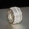 925 Sterling Silver Luxury Fully Inlaid Zirconia Ring Fashion Female Wedding Band Gorgeous Shinning Finger Accessories for Party