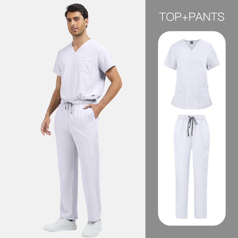 Unisex Quick-drying V-neck Scrub Suit for Nurses