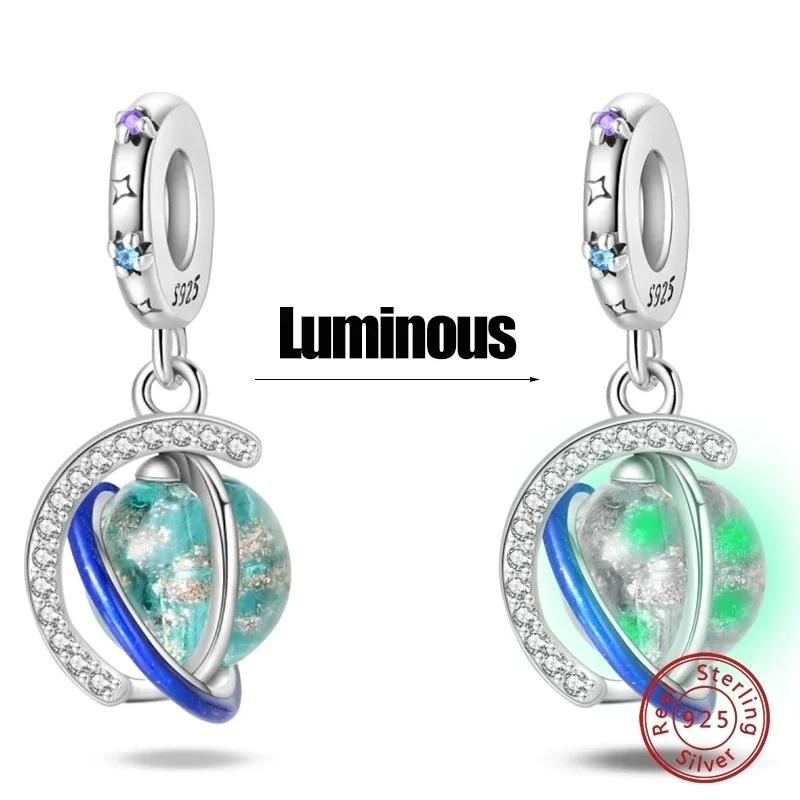 Copper Luminous Blue Wishing Bottle Charms Angel Conch Pendant Bead Fit Bracelet Diy Exquisite Jewelry Making