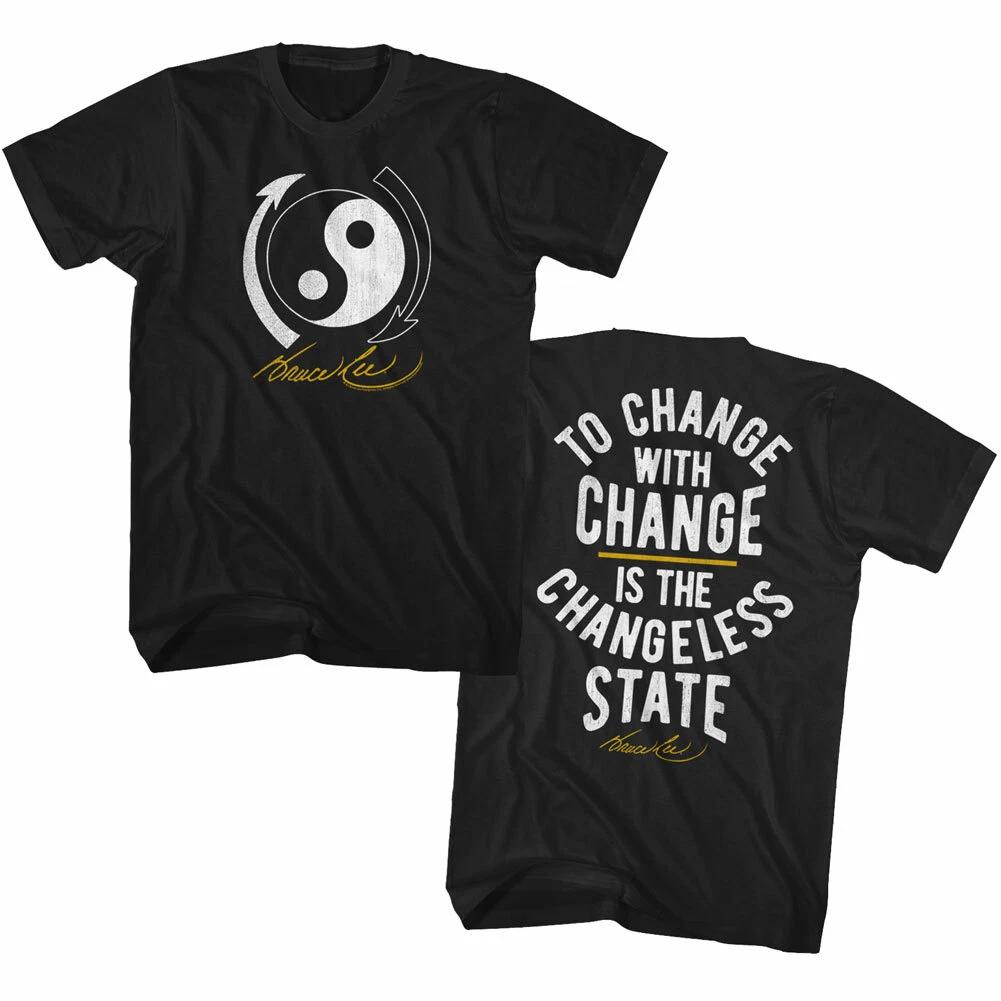 Bruce Lee Martial Arts Legend To Change With Change Yin Yang Badge Men s T Shirt XL