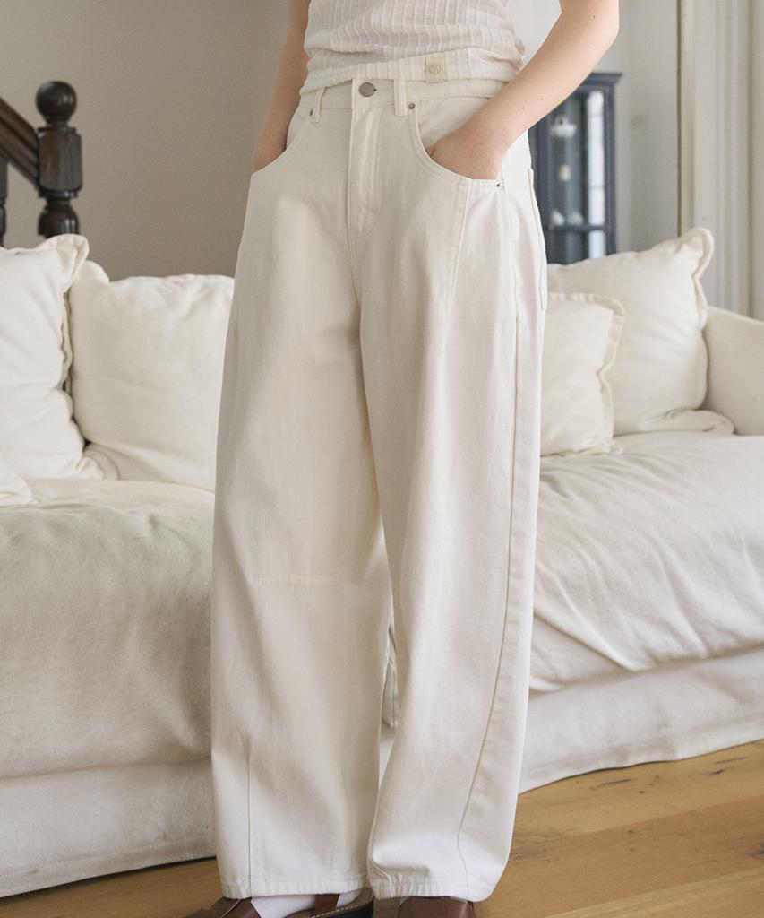 HAINT Wide Volume Baggy Fit Banding Cotton Pants 2Col_Ivory
