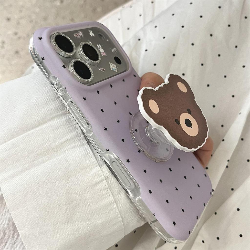 Cartoon Star Little Bear Stand Anti-Fall Phone Case for iPhone 14/13 and Apple 17/16/15 PROMAX